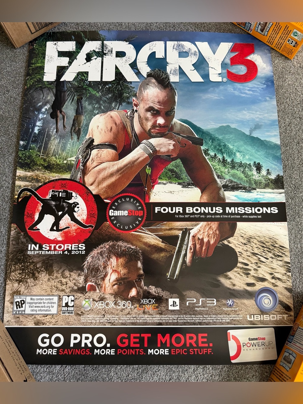 Far Cry 3 GameStop Promo Poster 2012 Rare Video Game Store Display Vaas
